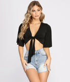 Kimono Sleeve Tie Front Top