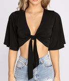 Kimono Sleeve Tie Front Top