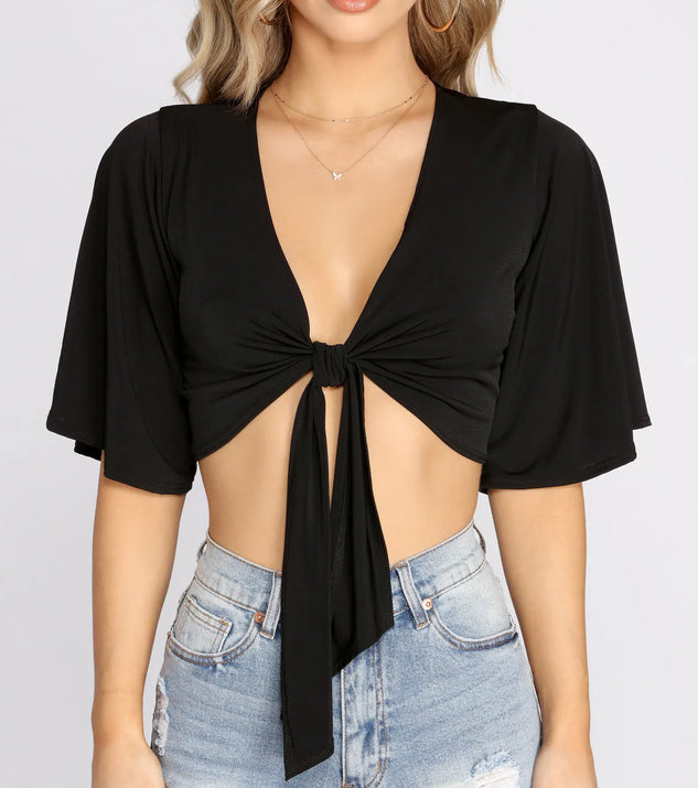 Kimono Sleeve Tie Front Top | Windsor