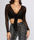 You'll Mesh Me Tie Front Top