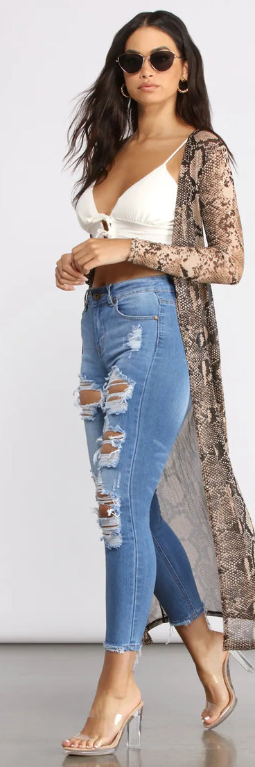 Snake Long Sleeve Mesh Duster