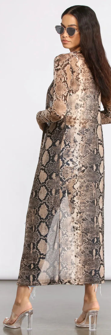 Snake Long Sleeve Mesh Duster