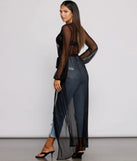 Mesh Tie Waist Long Duster