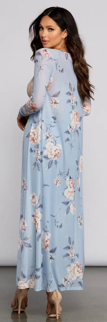 Floral Beauty Mesh Long Sleeve Duster