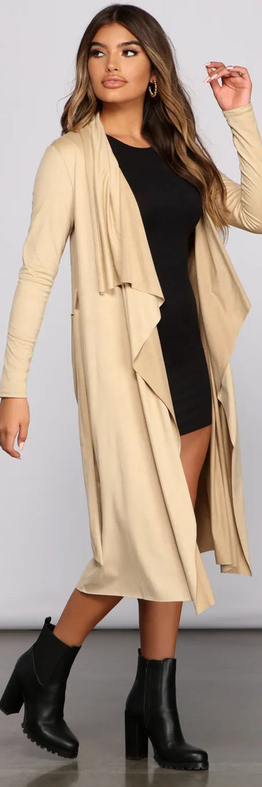 On The Town Suede Trench
