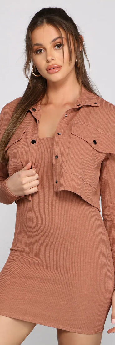 Casually Chic Ribbed Knit Cropped Jacket