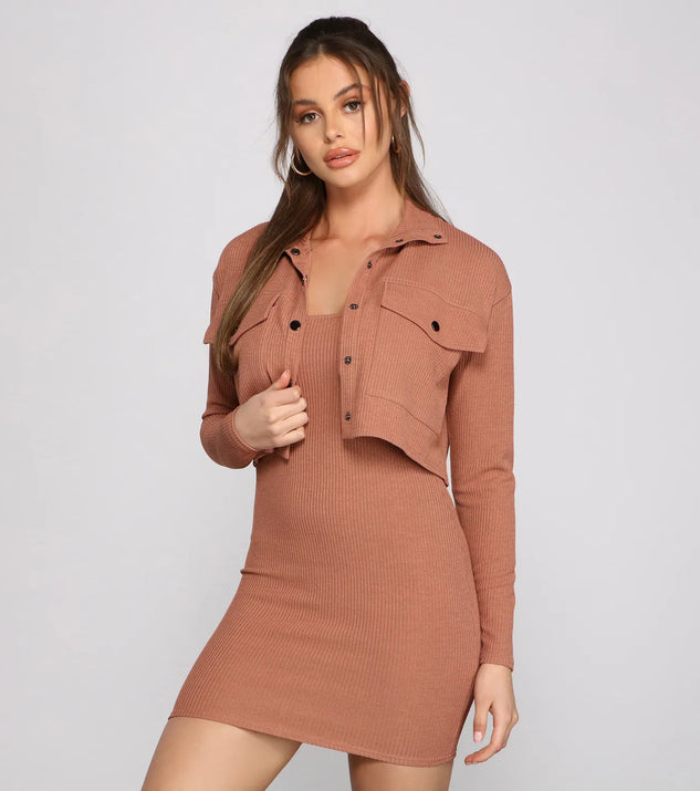 Casually Chic Ribbed Knit Cropped Jacket