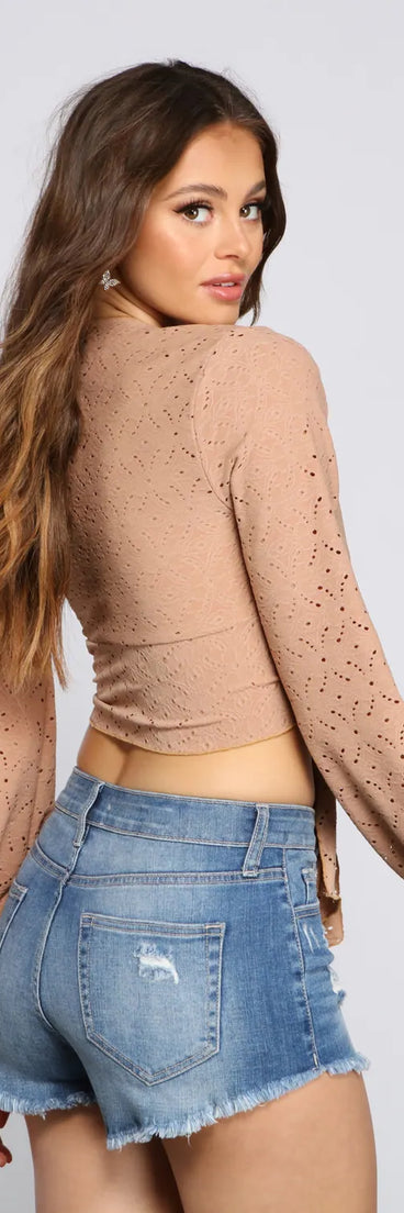Totally Chic Eyelet Tie Front Top