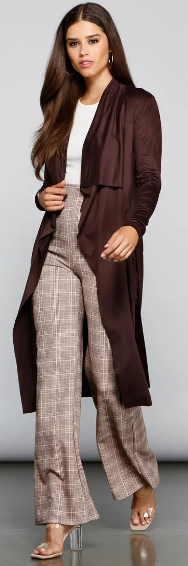 On The Town Suede Trench