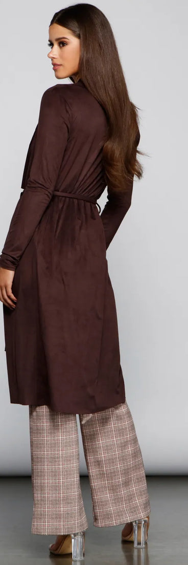 On The Town Suede Trench