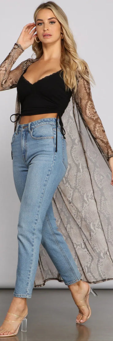 Stylish Moment Snake Mesh Duster