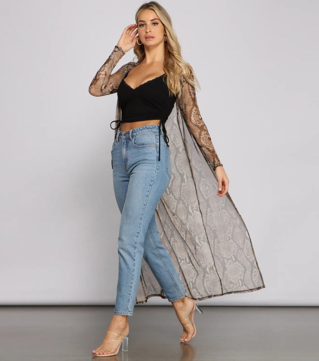 Stylish Moment Snake Mesh Duster