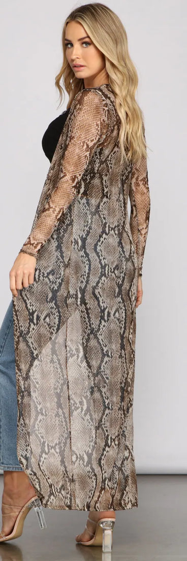 Stylish Moment Snake Mesh Duster