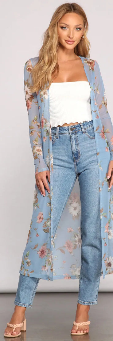 Fresh And Flirty Floral Mesh Duster