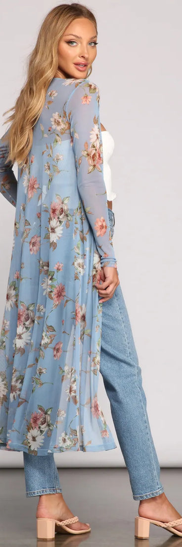 Fresh And Flirty Floral Mesh Duster