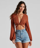 Sweetest Frame Eyelet Tie-Front Top