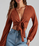 Sweetest Frame Eyelet Tie-Front Top