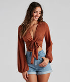 Sweetest Frame Eyelet Tie-Front Top