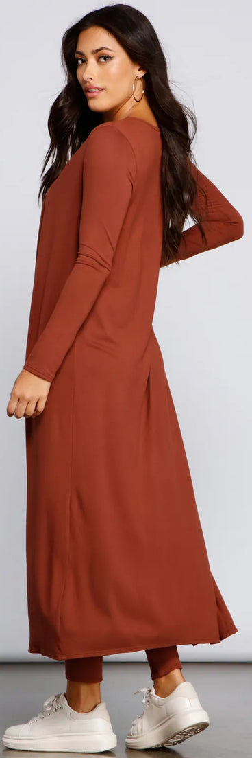 Classically Chic Brushed Knit Duster