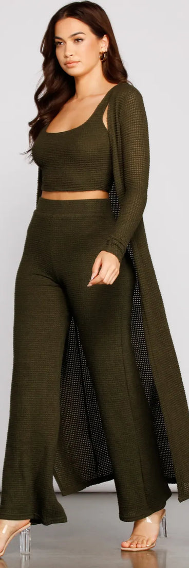 Trendy Textures Long Sleeve Duster