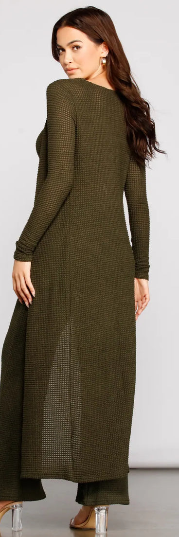 Trendy Textures Long Sleeve Duster