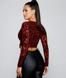 Fancy Me Velvet Burnout Tie-Front Top