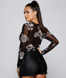 Chic Dragon Print Tie-Front Top