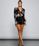Chic Dragon Print Tie-Front Top