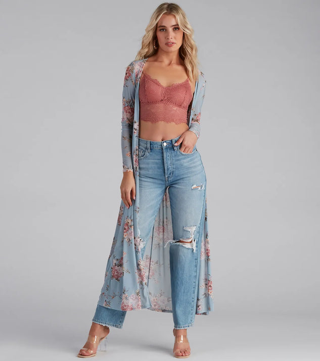 Spring Floral Long Sleeve Duster