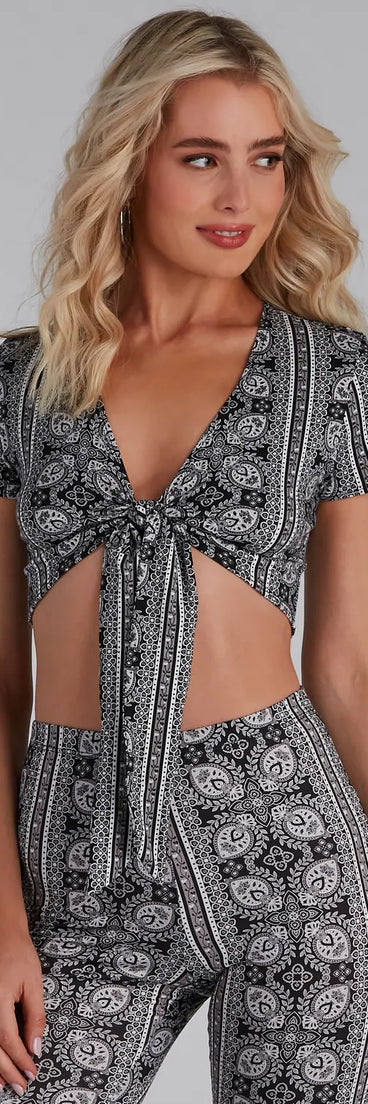 Boho Bae Tie-Front Crop Top