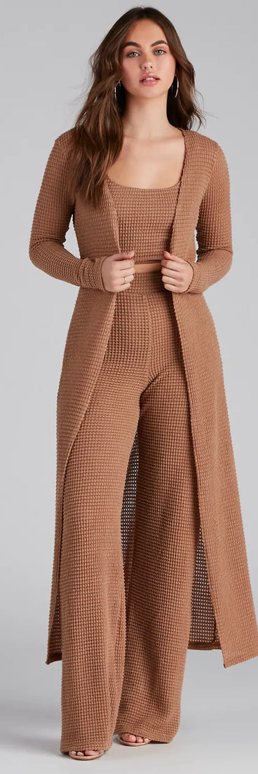 Trendy Textures Long Sleeve Duster