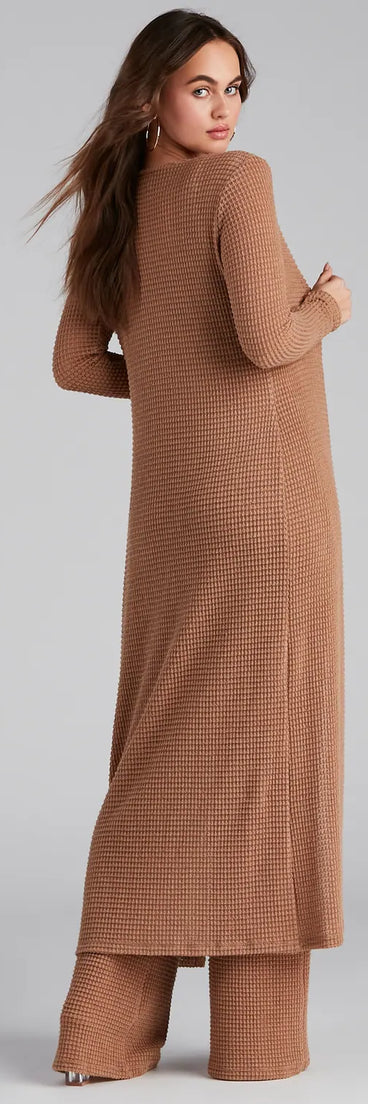 Trendy Textures Long Sleeve Duster