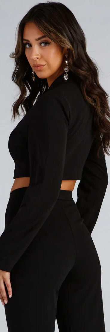 Major Boss Babe Cropped Crepe Blazer