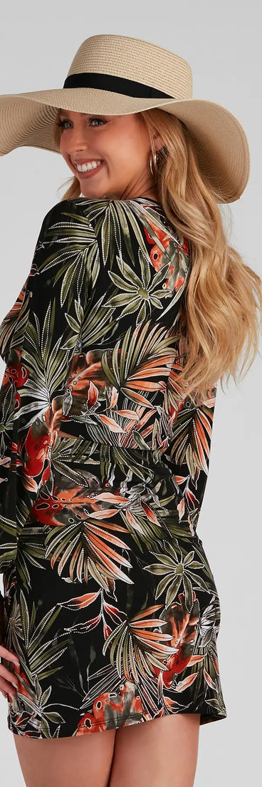 Island Tides Tropical Tie-Front Top