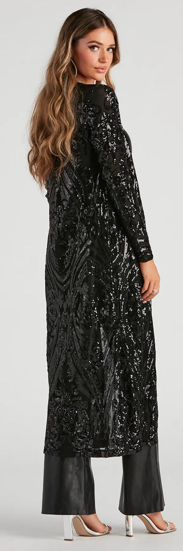 Dazzling Affair Sequin Mesh Duster