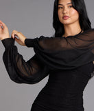 Sheer Mesh Blouson Sleeve Bolero