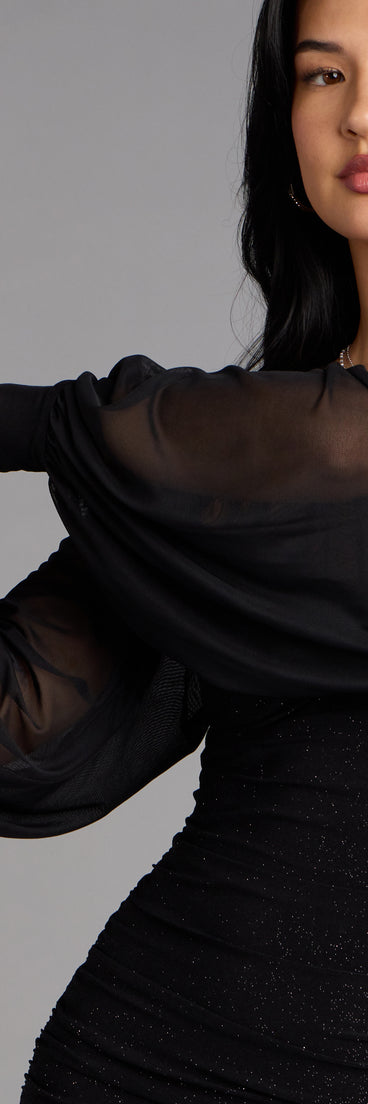 Sheer Mesh Blouson Sleeve Bolero