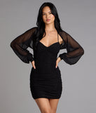 Sheer Mesh Blouson Sleeve Bolero
