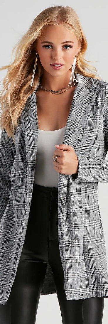 City Walk Houndstooth Plaid Blazer