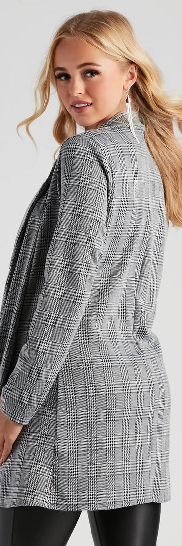 City Walk Houndstooth Plaid Blazer