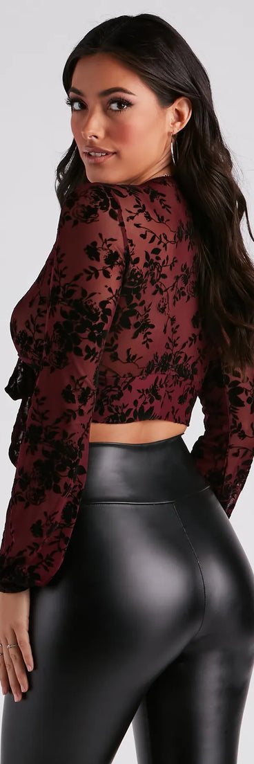 Floral Summit Tie-Front Crop Top