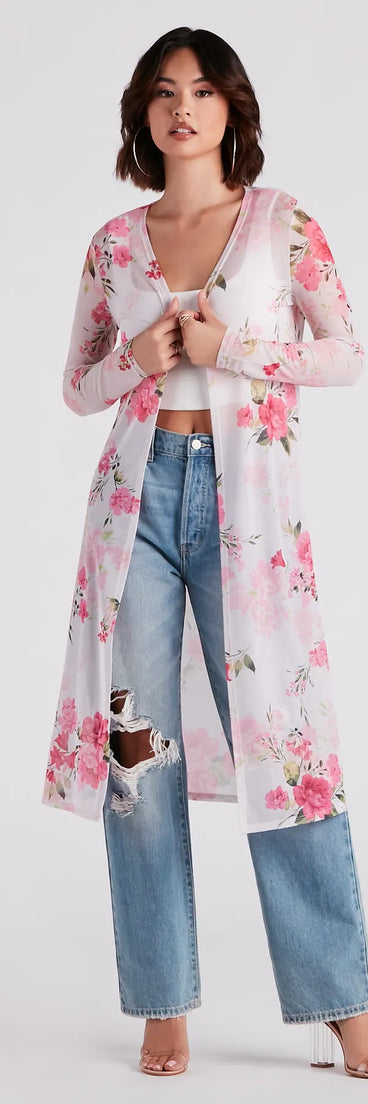 Full Bloom Floral Mesh Duster