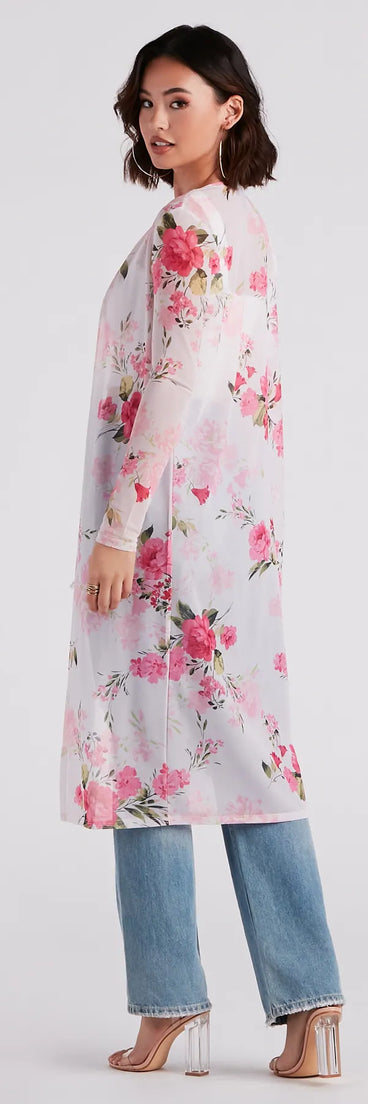 Full Bloom Floral Mesh Duster