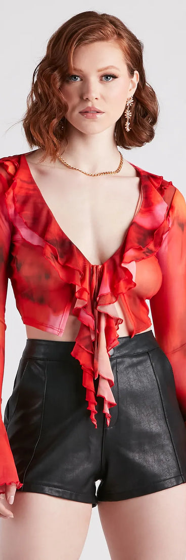 Summer Vibes Ruffled Tie-Front Top