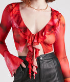 Summer Vibes Ruffled Tie-Front Top