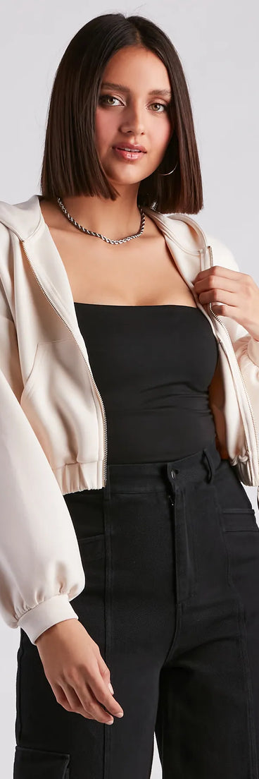 Off Duty Babe Luxe Zip-Up Crop Hoodie