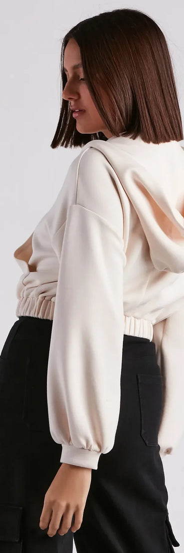 Off Duty Babe Luxe Zip-Up Crop Hoodie