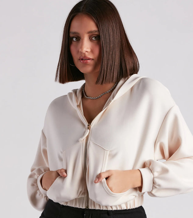 Off Duty Babe Luxe Zip-Up Crop Hoodie | Windsor
