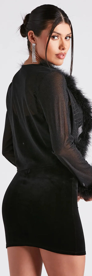 She's Fab Mesh Marabou Bolero