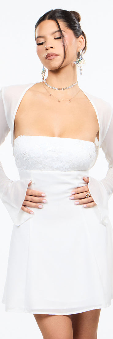 Sheer Mesh Flared Sleeve Bolero